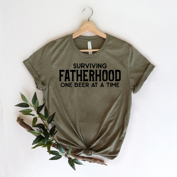 Surviving Fatherhood One Beer At A Time Shirt, Father's Day Gift, Dad Shirt - Picture 1 of 2